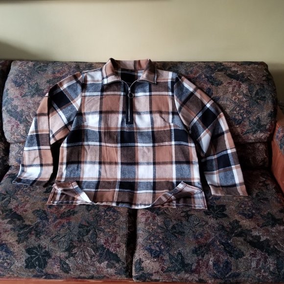 NWOT plaid, check, colour block, long sweater/top, Shein, XL, soft polyester - Picture 1 of 7